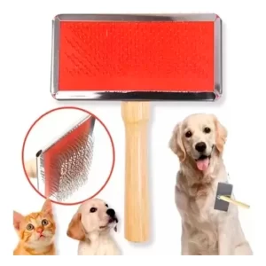 cardina mediana con mango de madera para perros y gatos